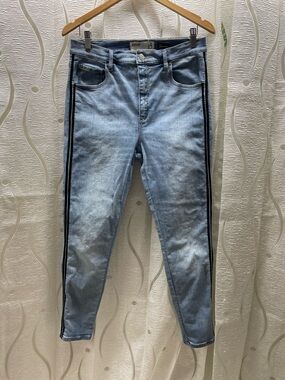 Garage Skinny Jeans Womens 13 Light Wash Excellent Ultra High Rise Side Stripe